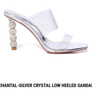 COPY - CHANTAL-SILVER CRYSTAL LOW HEELED SANDAL